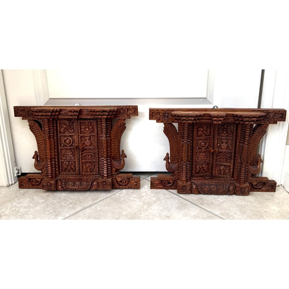 2 Peacock Ankhi Jhyal/Nepalese Antique Architectural Vintage Window/Wooden Frame